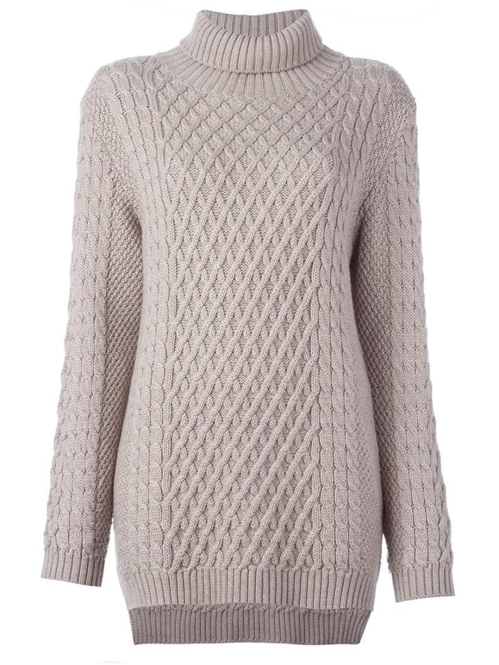 Chinti And Parker Funnel Neck Cable Jumper, Women's, Size: Large, Nude/neutrals, Merino