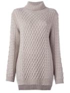 Chinti And Parker Funnel Neck Cable Jumper, Women's, Size: Large, Nude/neutrals, Merino
