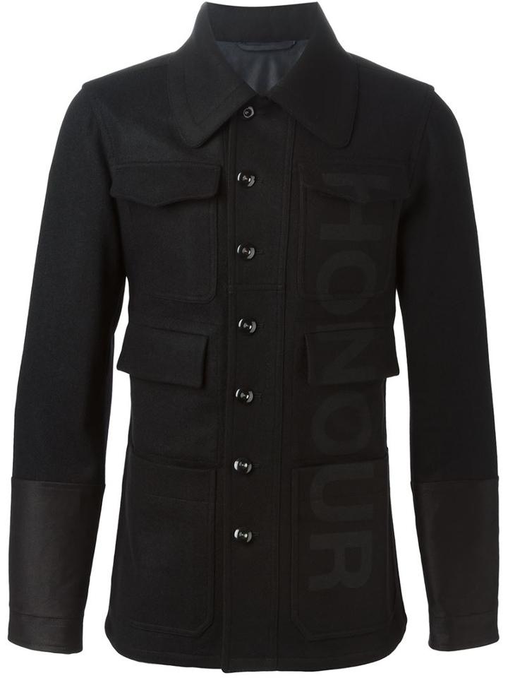 Alexander Mcqueen Honour Print Jacket, Men's, Size: 48, Black, Cotton/acetate/virgin Wool