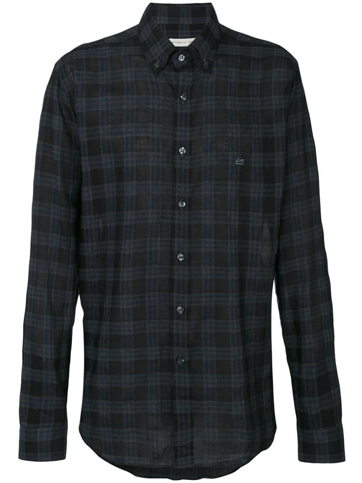 Etro Checked Button-down Shirt - Black