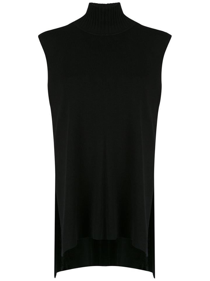 Gloria Coelho High Neck Ribbed Vest - Black