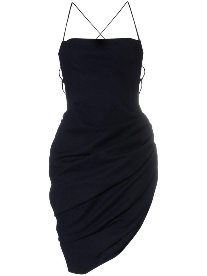 Jacquemus Asymmetric Ruched Mini Dress - Blue