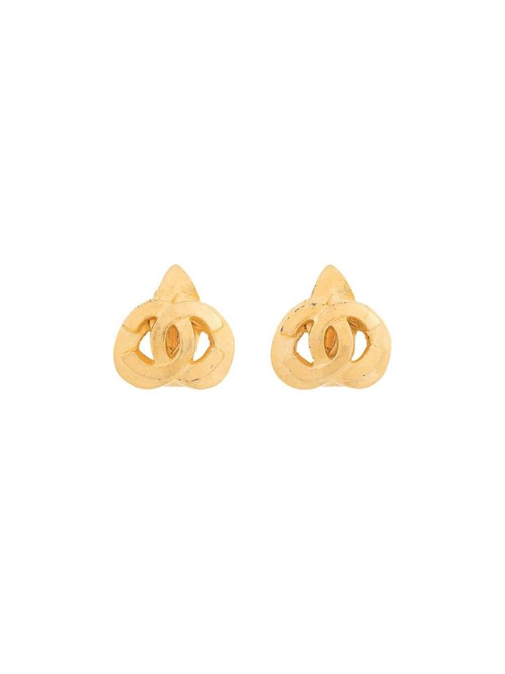 Chanel Vintage Cc Design Earrings - Metallic