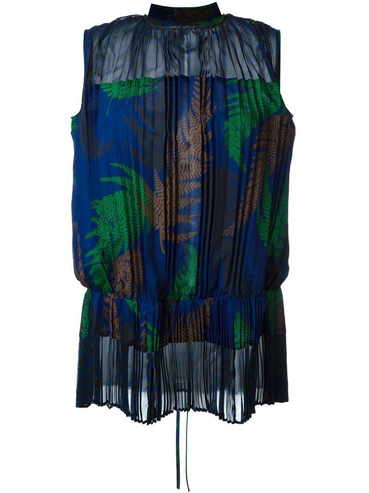 Sacai Pleated Back T-shirt, Women's, Size: 3, Blue, Polyester