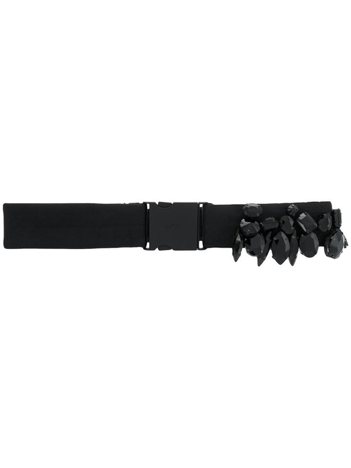 Nº21 Embellished Elasticated Waist Belt - Black