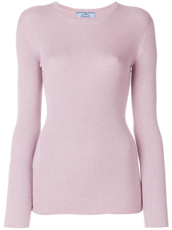 Prada Metallic Ribbed-knit Sweater - Pink & Purple