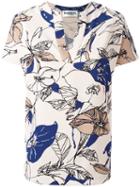 Essentiel Antwerp - Floral V-neck Blouse - Women - Polyester - 36, Women's, Nude/neutrals, Polyester