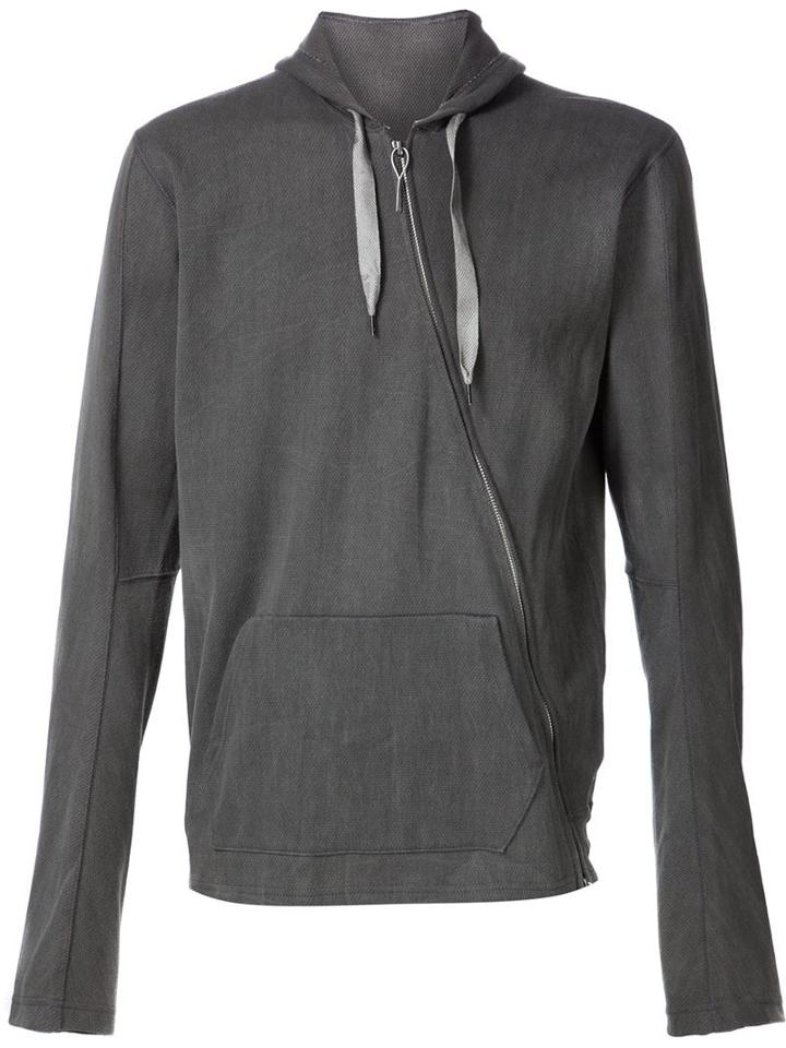 Taichi Murakami 'carbon' Pullover With Asymmetrical Zip, Men's, Size: 7, Brown, Cotton