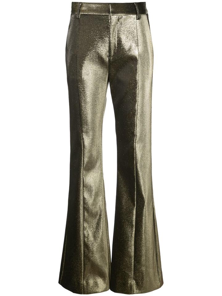Area Metallic Threading Flared Trousers - Gold