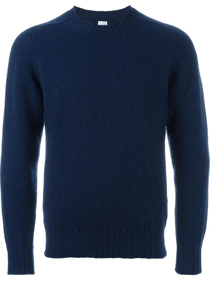 E. Tautz Shetland Jumper, Men's, Size: Large, Blue, Wool