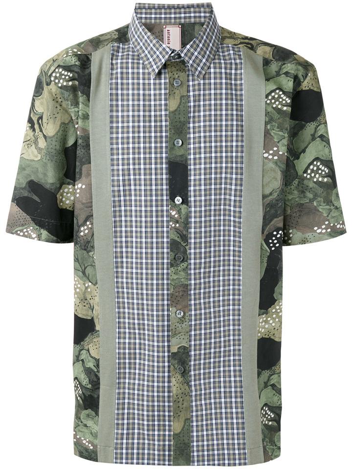 Antonio Marras Floral Checkered Shirt, Men's, Size: 41, Green, Cotton
