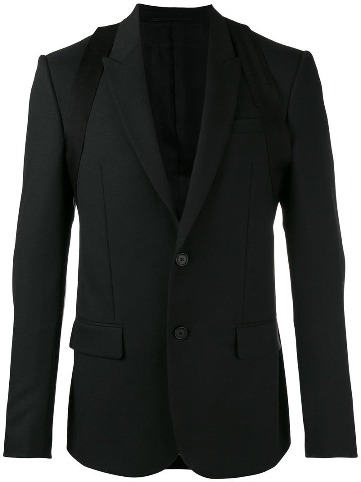 Givenchy Harness Detail Blazer, Men's, Size: 48, Black, Wool/mohair/viscose/polyester