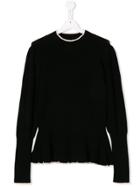 Elisabetta Franchi Kids Peplum Knit Sweater - Black