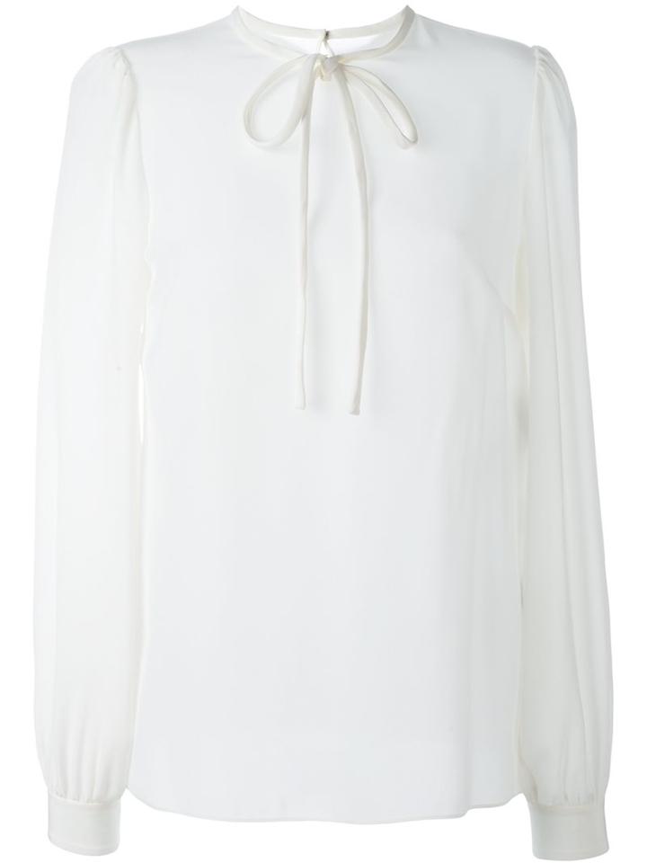 Dolce & Gabbana Pussybow Blouse, Women's, Size: 46, Nude/neutrals, Silk