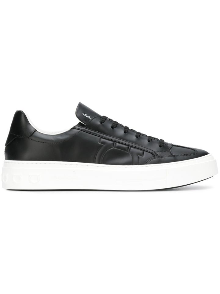 Salvatore Ferragamo Textured Gancio Sneakers - Black