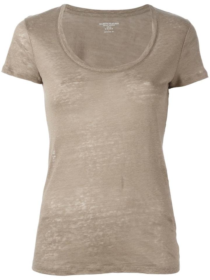 Majestic Filatures Scoop Neck T-shirt, Women's, Size: Iv, Green, Linen/flax