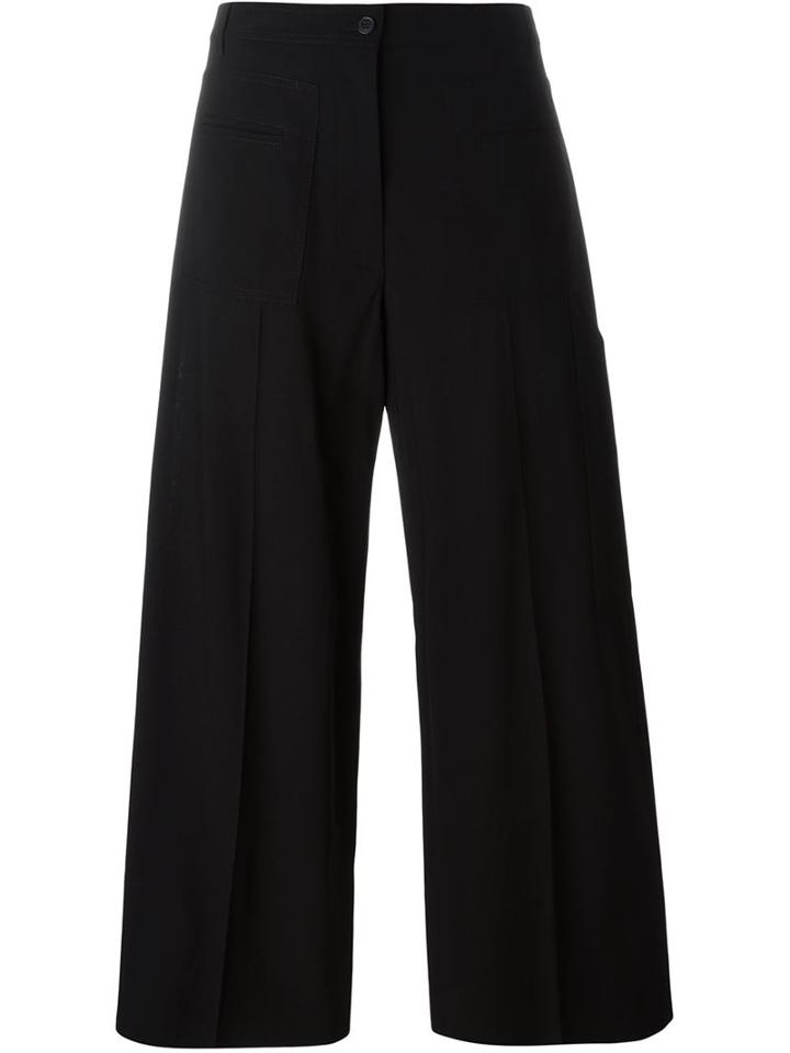 Maison Margiela Cropped Flared Trousers, Women's, Size: 40, Black, Cotton/viscose/virgin Wool