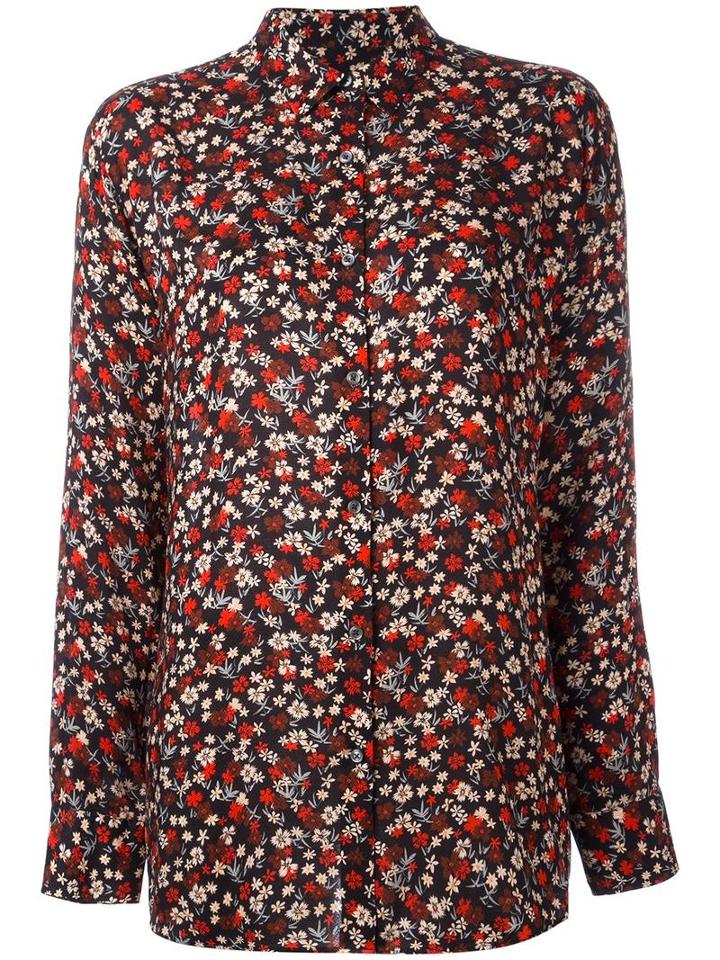 Ps By Paul Smith Floral Print Shirt, Women's, Size: 46, Black, Viscose