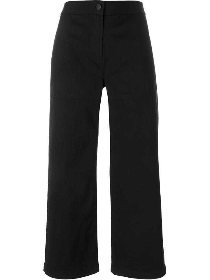 T By Alexander Wang Wide Leg Trousers, Women's, Size: 6, Black, Cotton/spandex/elastane/polyester