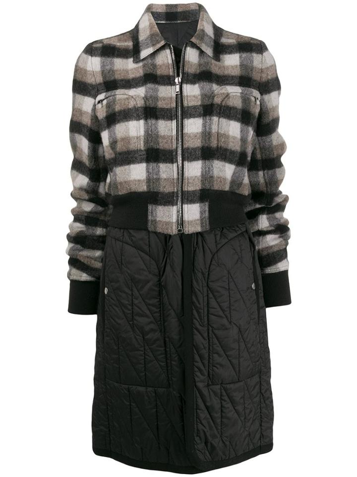 Rick Owens Deconstructed Check Pattern Coat - Black