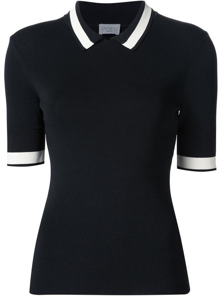 Grey Jason Wu Ribbed Polo Top