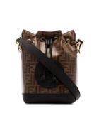 Fendi Black And Brown Mon Tresor Canvas And Leather Bucket Bag