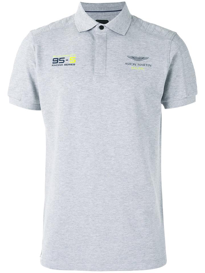 Hackett Chest Print Polo Shirt, Men's, Size: Large, Grey, Cotton