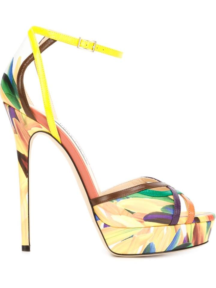 Jimmy Choo Laurita Sandals, Women's, Size: 38.5, Yellow/orange, Leather