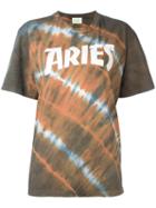 Aries Logo Print Tie Dye T-shirt, Women's, Size: 1, Green, Cotton