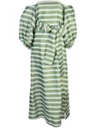 Lisa Marie Fernandez Striped Off Shoulder Dress - Green