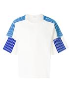 Dima Leu Stripe Tiered Sleeve T-shirt - White