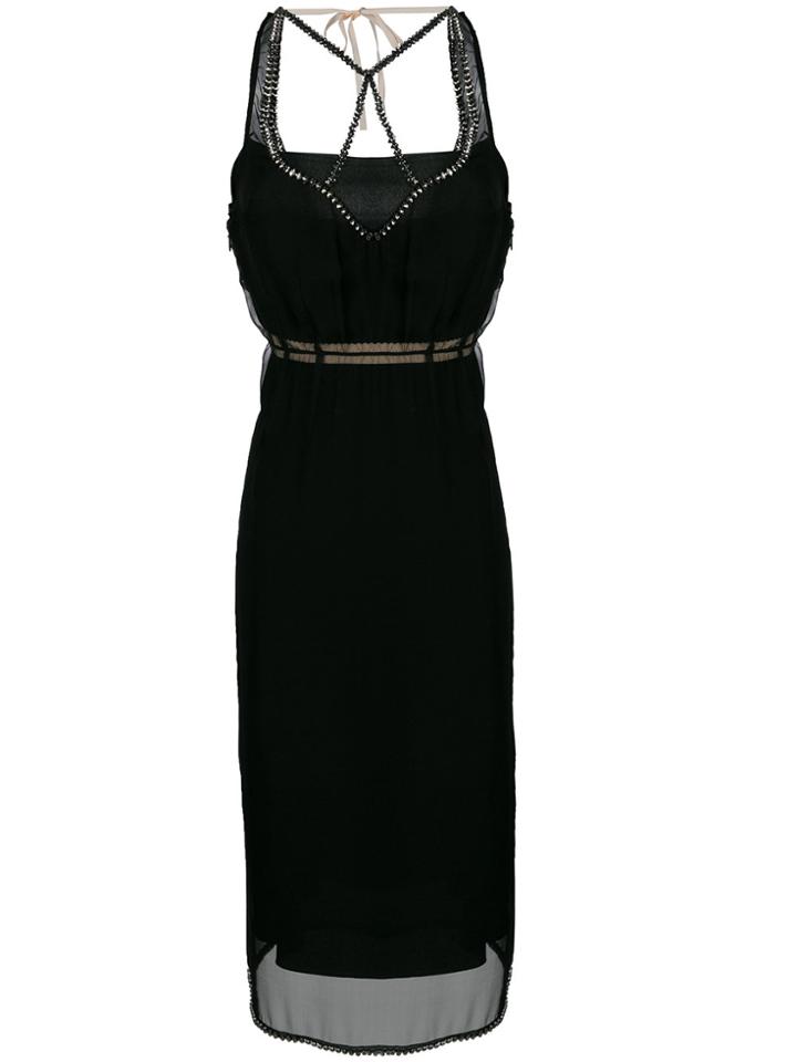 No21 Embellished Sheer Overlay Dress - Black