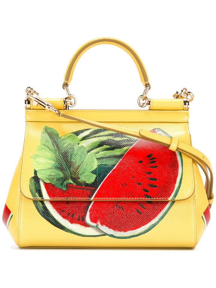 Dolce & Gabbana - Watermelon Print Handbag - Women - Calf Leather - One Size, Yellow/orange, Calf Leather