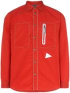 And Wander Laser Long-sleeved Zip Pocket Shirt - Red