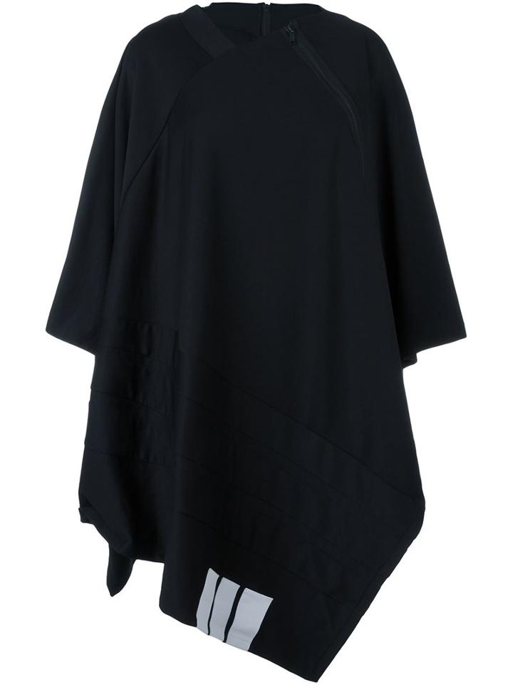 Y-3 Contrast Trim Asymmetric Poncho, Women's, Size: Medium, Black, Polyester/cotton