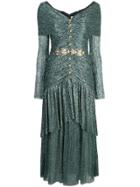 Peter Pilotto Lurex Draped Bardot Dress - Green