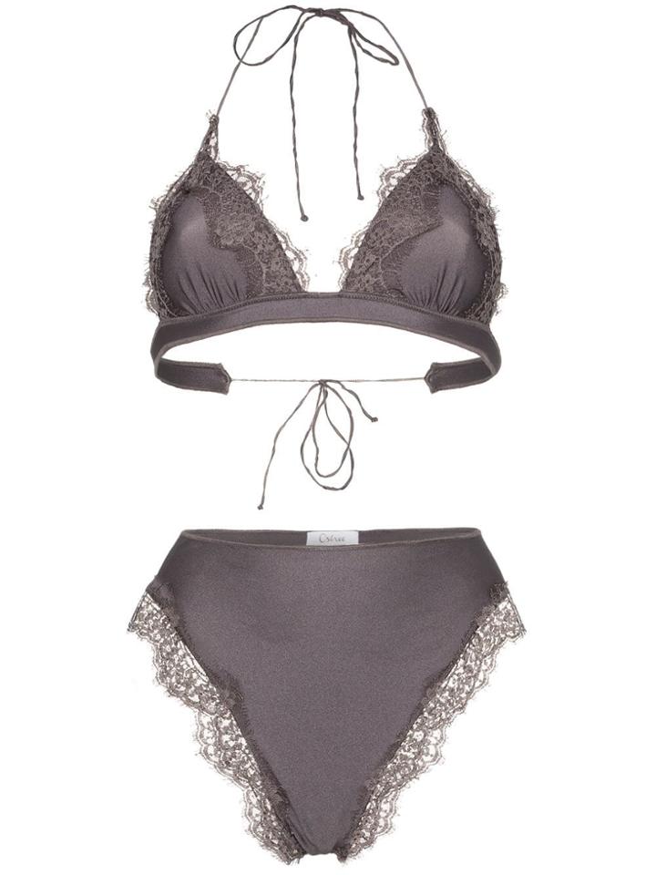 Oseree Travaille Lace Triangle Bikini - Grey