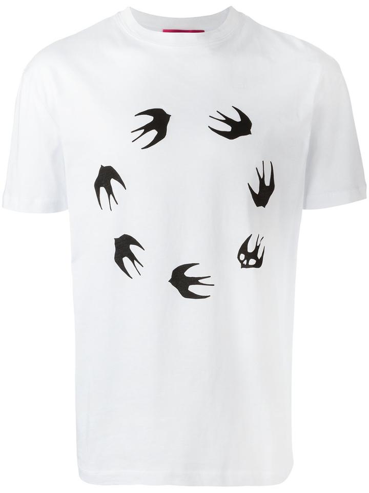 Mcq Alexander Mcqueen Swallow Print T-shirt, Men's, Size: Xs, White, Cotton
