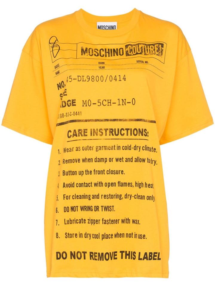 Moschino Oversized Care Label-print T-shirt - Yellow