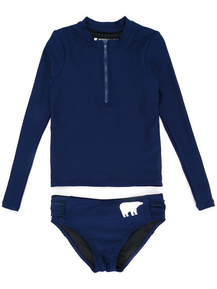 Perfect Moment - Rash Guard Two-piece Swim Set - Kids - Polyamide/spandex/elastane - 10 Yrs, Blue
