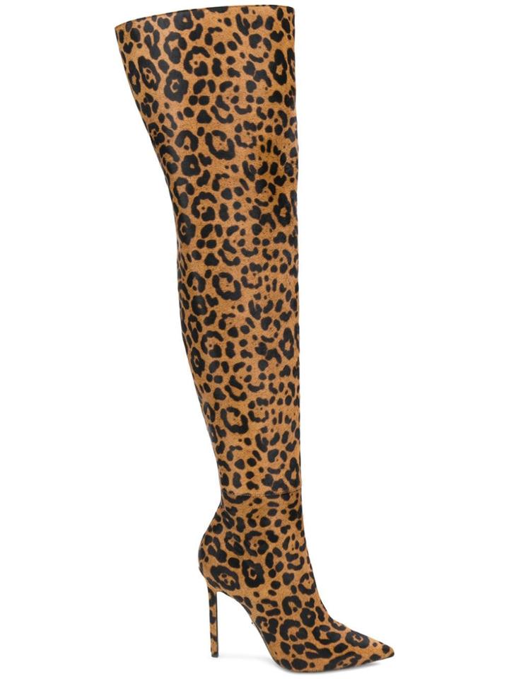 Versace Leopard Over-the-knee Boots - Brown