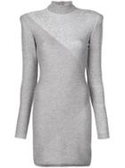 Balmain Structured Shoulder Dress - Grey