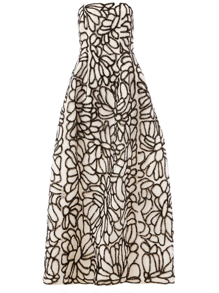 Oscar De La Renta Sequin Embellished Strapless Dress