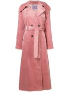 Alexa Chung Double Breasted Corduroy Coat - Pink & Purple