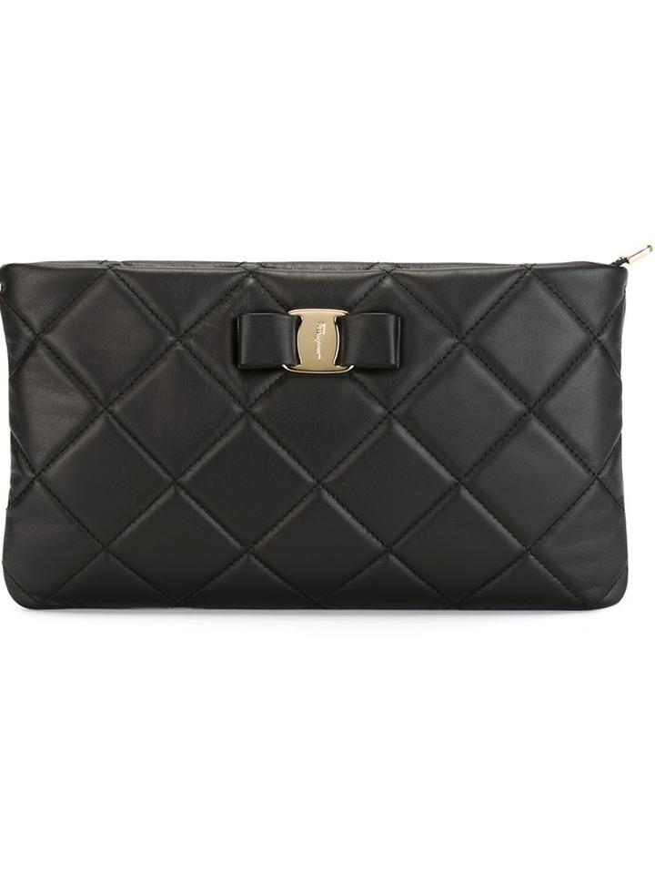 Salvatore Ferragamo 'vara' Quilted Clutch, Women's, Black