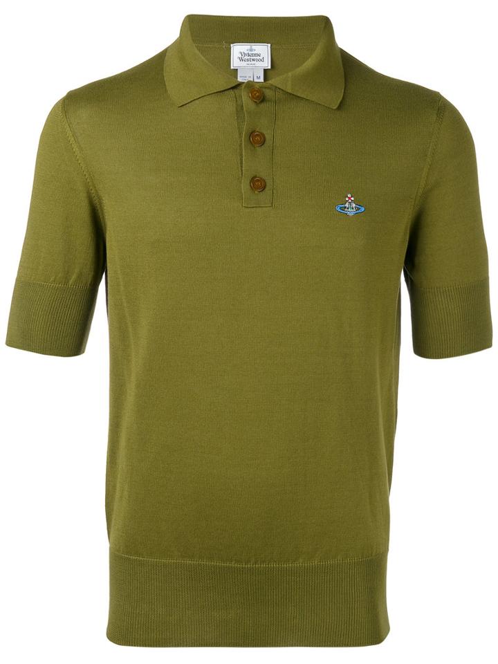 Vivienne Westwood Man - Embroidered Logo Polo Shirt - Men - Cotton - Xl, Green, Cotton