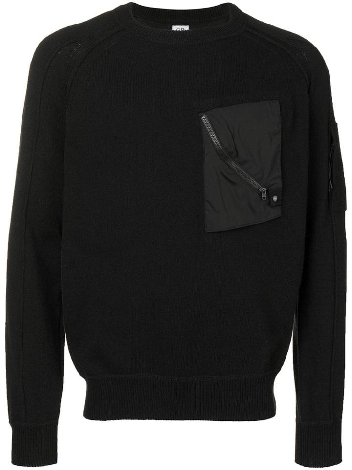 Cp Company Lens Chest Pocket Sweater - Black