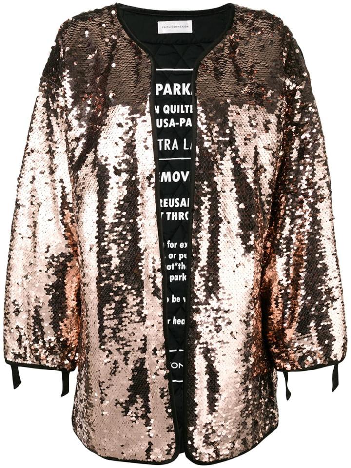 Faith Connexion Sequin Cape Coat - Neutrals