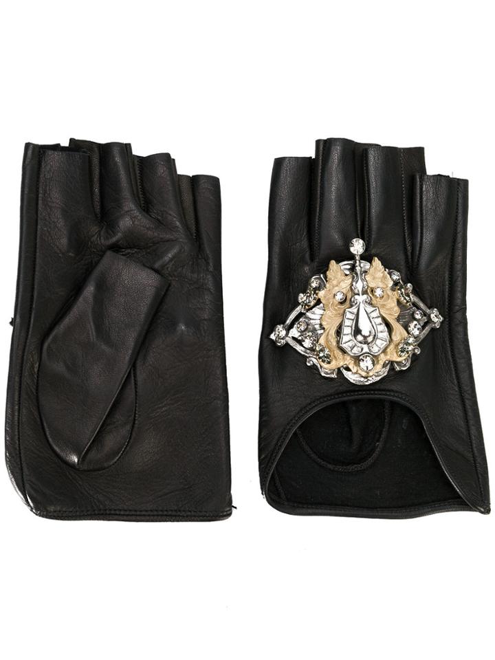 Elie Saab Embellished Fingerless Gloves - Black