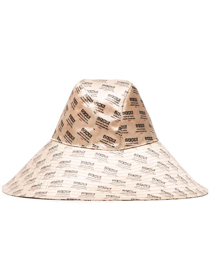 Gucci Invite Print Silk Hat - Nude & Neutrals